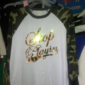 Stop Playin | Gold & Camo Men's Shirt